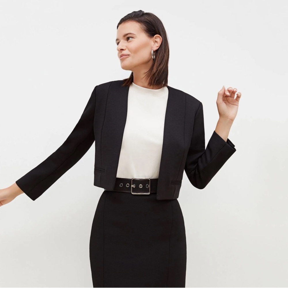 NEW M.M. LaFleur The Neale Cropped Jacket in Black Worth, Size 6